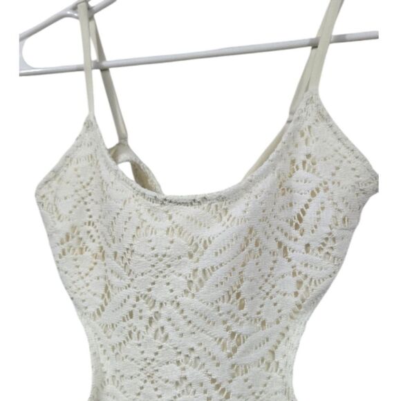 Aerie NEW Crochet Ivory Lace Swimsuit One-Piece Cheeky Cut Out Padded Tie Back - Picture 4 of 14